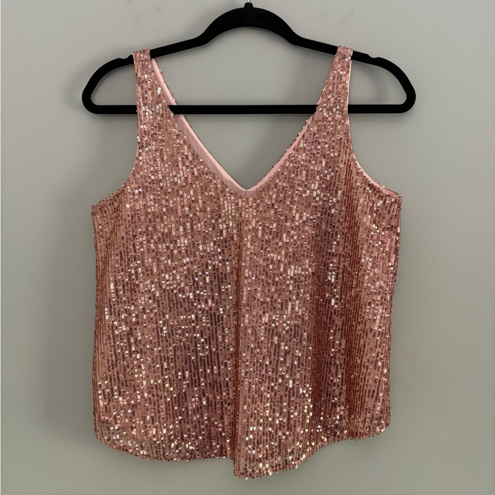 LOFT Rose Gold Sequin Tank Size XSP